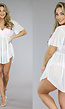 Wit See-Through Cover Up Jurkje met Elastische Taille