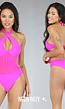 Neon Roze Korset Look Badpak met Strikdetails