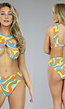 Oranje/Blauw Wavy Print High Cut Bikinibroekje