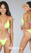 Neon Gele Ribstof Bikinibroekje met Verstelbare Neon Roze Straps