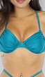 Turquoise Geplooide Bikinitop met Beugel