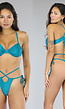 Turquoise Geplooide Bikinitop met Beugel