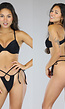 Strappy Zwart String Bikinibroekje met Cut Out