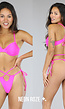 Neon Roze Geplooide Bikinitop met Beugel