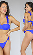 Royaal Blauw High Cut Bikinibroekje met Ruches