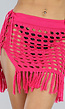 Kort Roze Gehaakt Cover Up Rokje met Fringe