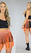 Oranje Glitter Fringe Mini Rok