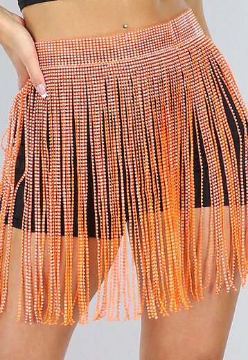 TERUG Oranje Glitter Fringe Rok