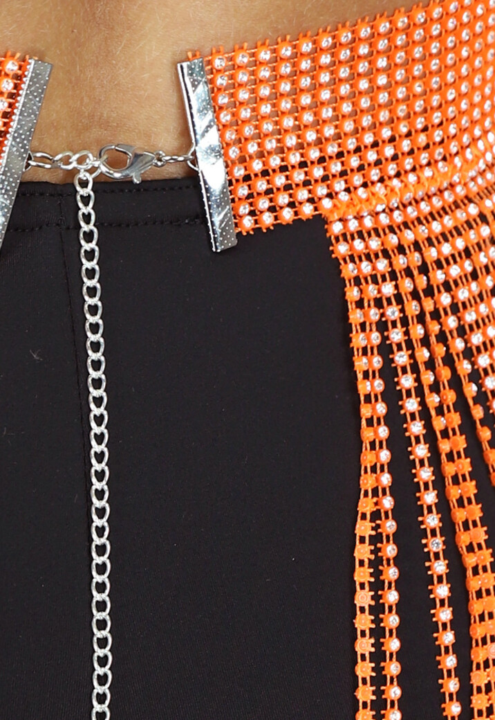 Oranje Glitter Fringe Mini Rok