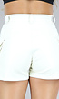 Witte Lederlook Cargo Short met Hoge Taille