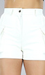 Witte Lederlook Cargo Short met Hoge Taille