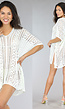 Witte Gehaakte Cover Up Jurk met Zijsplit