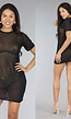 Sexy Zwart See-Through Cover-up T-Shirt