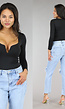 Elastische Zwarte Bodysuit met Diepe V-Hals