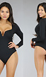 Elastische Zwarte Bodysuit met Diepe V-Hals