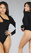 Zwarte Longsleeve Cut Out Bodysuit