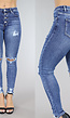 Denim Ripped Skinny Jeans Met Knopen