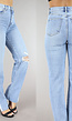 High Waist Flared Jeans met Split en Dubbele Streep