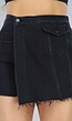 Zwarte Denim Skort met Zak