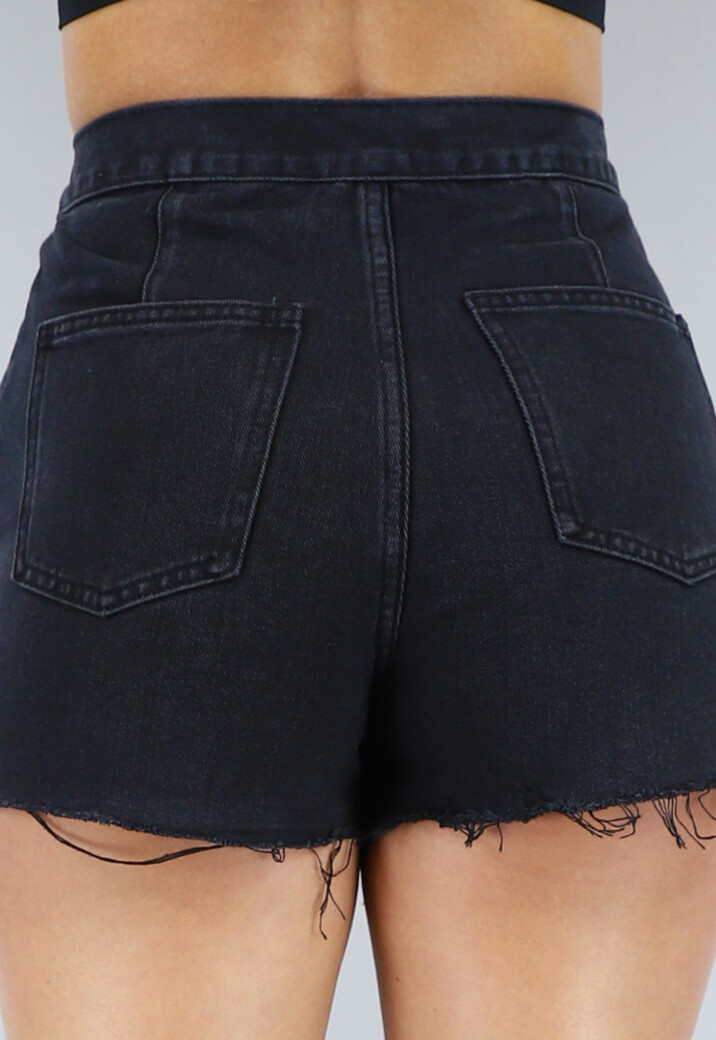 Zwarte Denim Skort met Zak