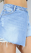 Blauwe Denim Overslag Skort met Scheurtjes Detail