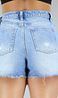 Blauwe Denim Overslag Skort met Scheurtjes Detail