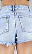 Denim Mid Waist Short met Scheuren