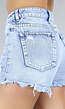 Denim Mid Waist Short met Scheuren