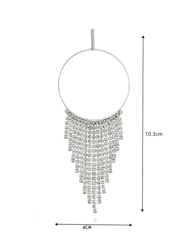 Ronde Zilveren Oorbellen met Strass Waterval