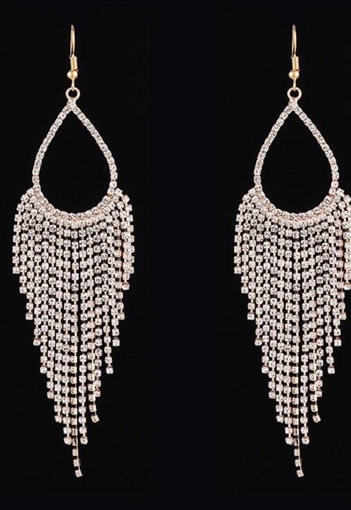 Gouden Druppel Oorbellen met Strass