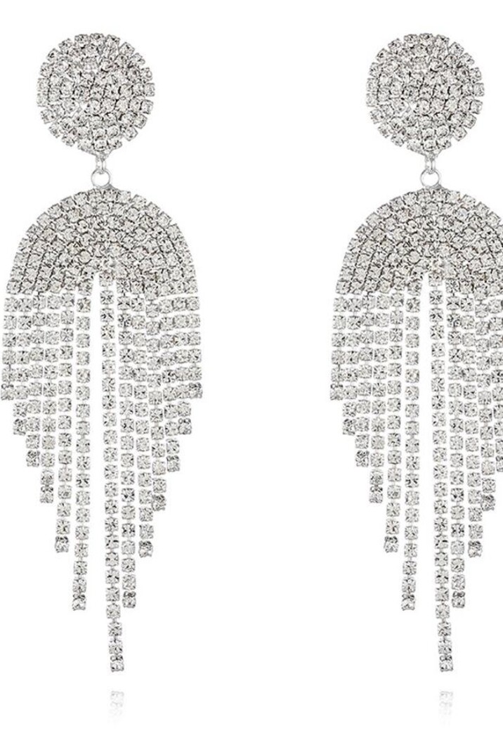 Zilverkleurige Oorhangers met Strass