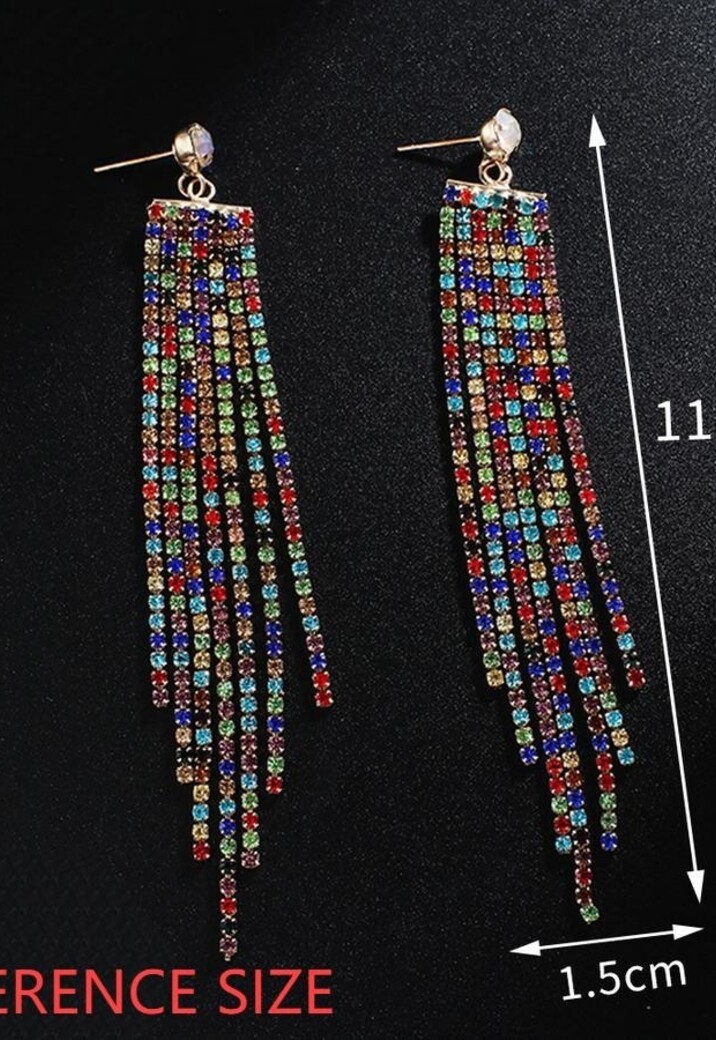 Gouden Waterval Oorbellen met Strass