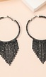 Zwarte Fringe Oorbellen