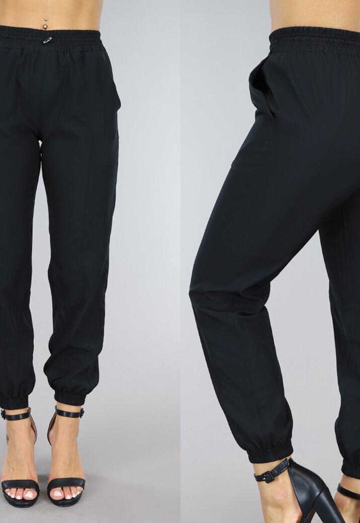 Zwarte Parachute Jogger met Aantrekkoord