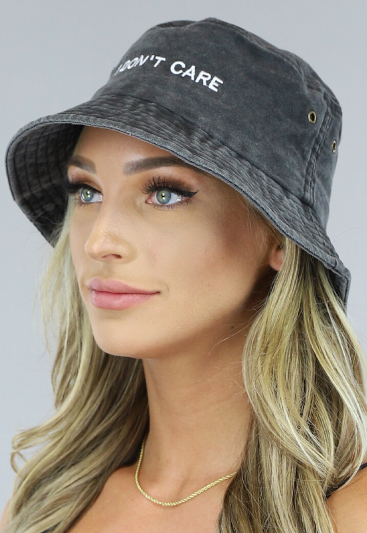 Zwarte I Don't Care Bucket Hat