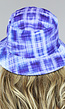 Blauwe Bucket Hat met Ruit Print