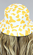 Gele Bucket Hat met Koeien Print