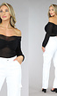 Zwarte Off-Shoulder Top met Geplooid Detail