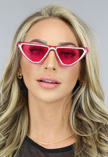 SALE50 Roze Cateye Festival Bril met Strass