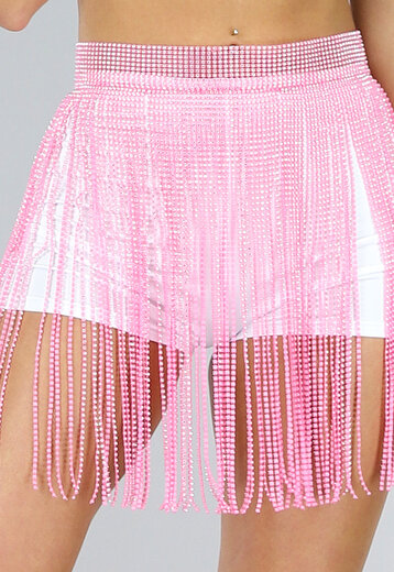 TERUG Roze Glitter Fringe Rok