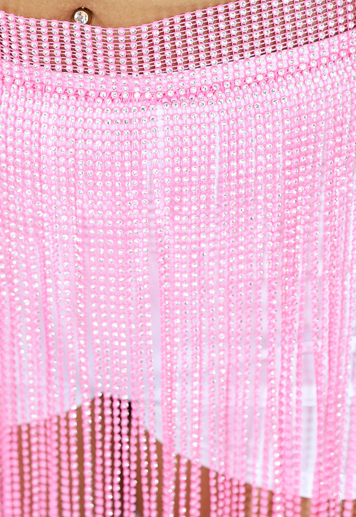 Roze Glitter Fringe Mini Rok