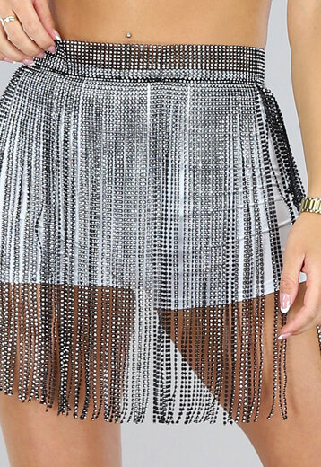 Zwart Glitter Fringe Rok