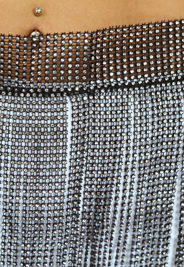 Zwart Glitter Fringe Mini Rok