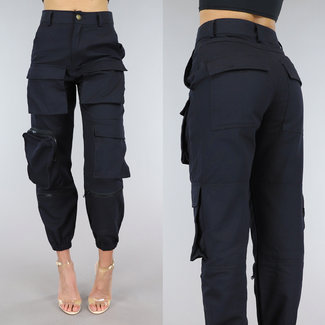 NEW0305 Zwarte Cargo Jeans met Zakken