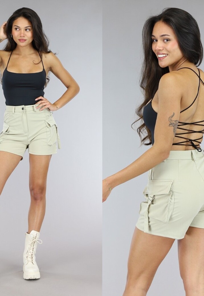 Open Rug Bodysuit Zwart met Strap Details