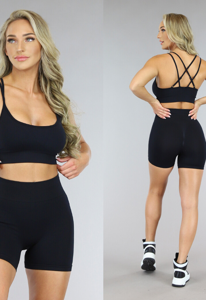 Zwart Sport-bh met Gedetailleerde Rug