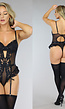 Sexy Zwarte Kanten Lingerie Set met Bijpassende Kousen