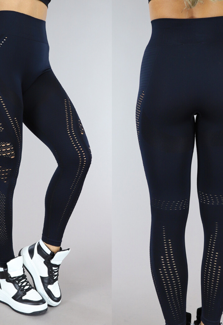 Zwarte Sportlegging met Fishnet Detail