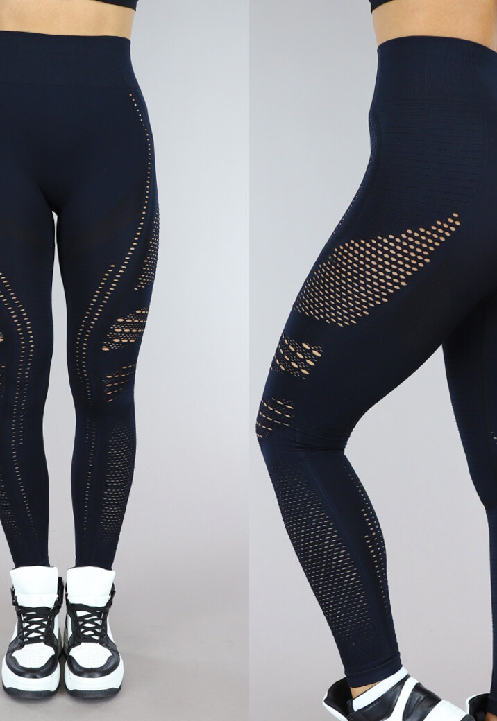 Zwarte Sportlegging met Fishnet Detail