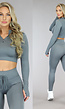 Grijze Rib Sporttop met Zipper